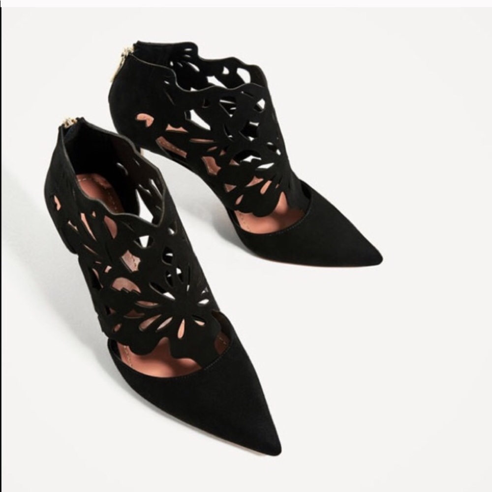 Zara suede cutout wraparound heel booties sz38